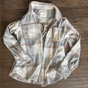Thread & Supply Lewis Plaid Shirt in Gray and Brown
